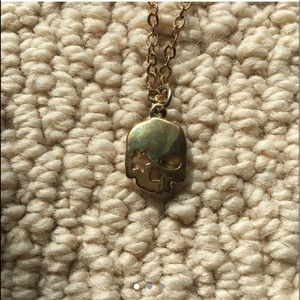 Skull necklace faux gold